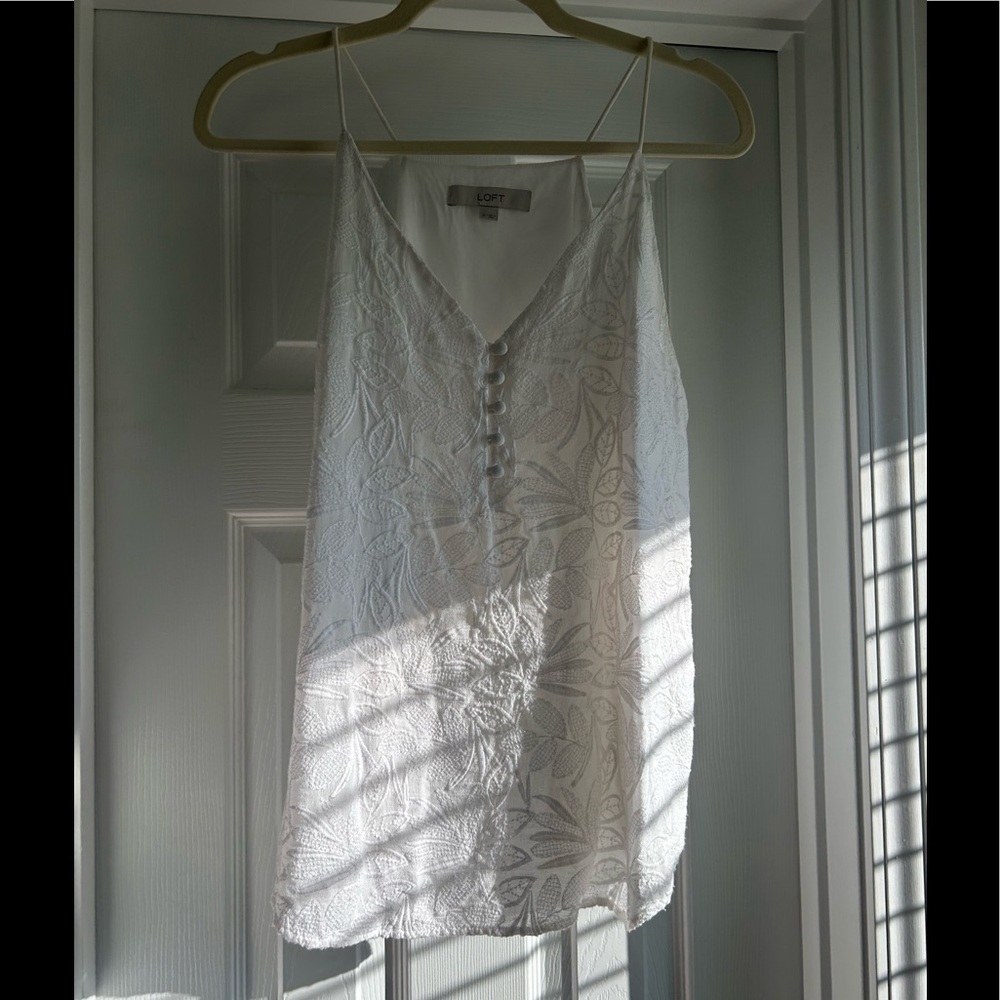 LOFT white embroidered tank
